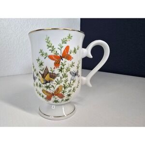 Vintage Ecstasy by The Shafford Butterfly Pedestal Mug Gold Trim Retro Tea Cup